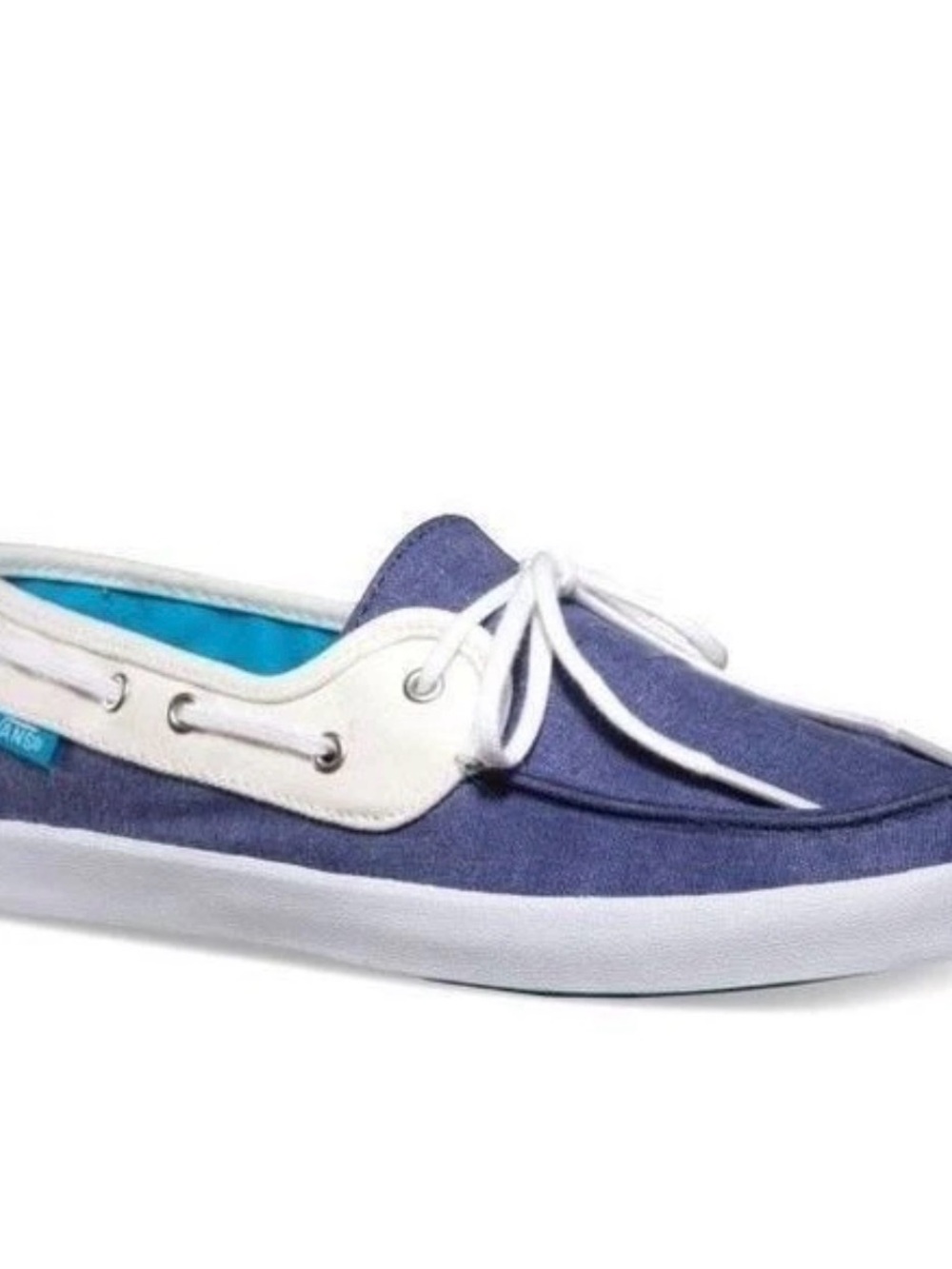Vans Women's Blue White Canvas 6.5 surf sliders loafers new